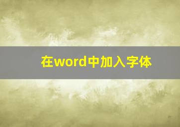 在word中加入字体