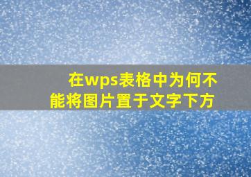 在wps表格中为何不能将图片置于文字下方