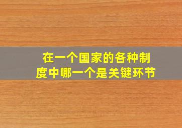 在一个国家的各种制度中哪一个是关键环节