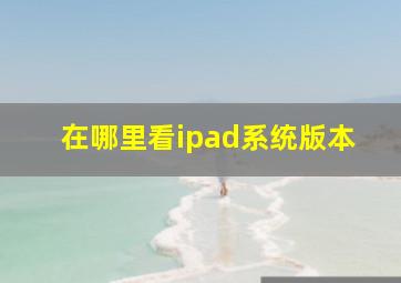 在哪里看ipad系统版本