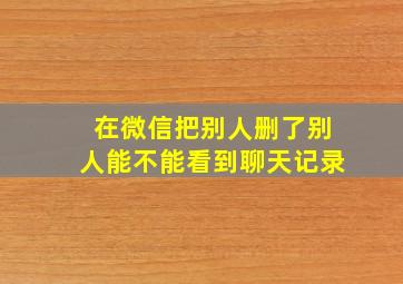 在微信把别人删了别人能不能看到聊天记录