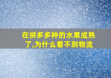 在拼多多种的水果成熟了,为什么看不到物流