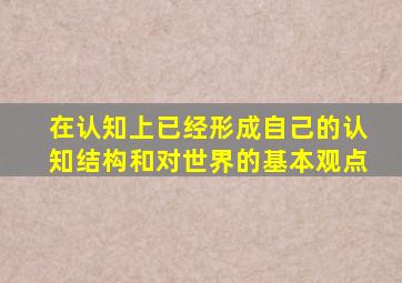 在认知上已经形成自己的认知结构和对世界的基本观点