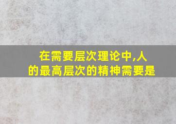 在需要层次理论中,人的最高层次的精神需要是