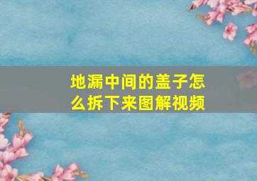 地漏中间的盖子怎么拆下来图解视频