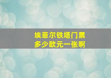 埃菲尔铁塔门票多少欧元一张啊