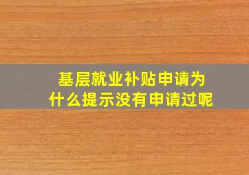 基层就业补贴申请为什么提示没有申请过呢