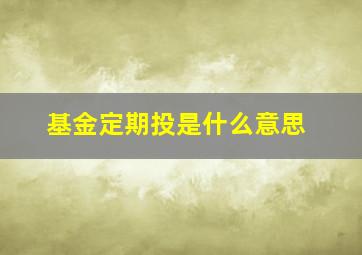 基金定期投是什么意思