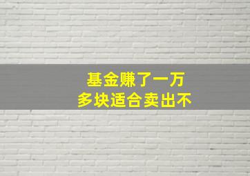 基金赚了一万多块适合卖出不