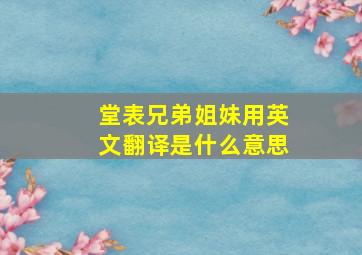 堂表兄弟姐妹用英文翻译是什么意思