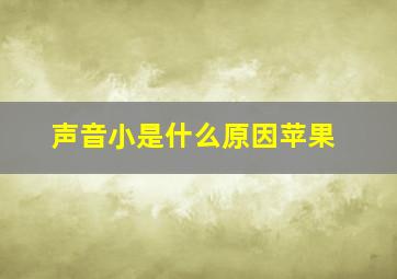 声音小是什么原因苹果