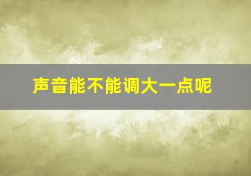 声音能不能调大一点呢