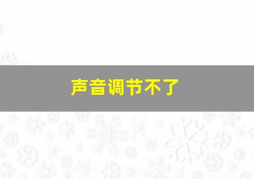 声音调节不了