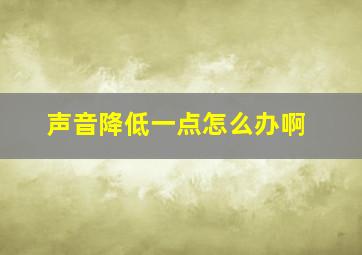 声音降低一点怎么办啊