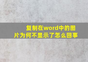 复制在word中的图片为何不显示了怎么回事