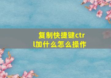 复制快捷键ctrl加什么怎么操作