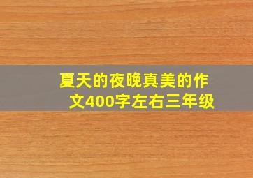 夏天的夜晚真美的作文400字左右三年级