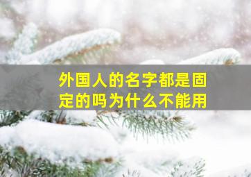 外国人的名字都是固定的吗为什么不能用