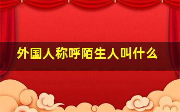 外国人称呼陌生人叫什么