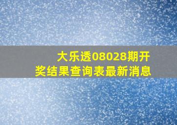 大乐透08028期开奖结果查询表最新消息