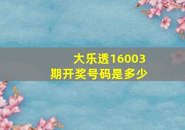 大乐透16003期开奖号码是多少