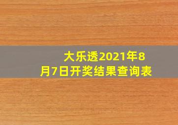 大乐透2021年8月7日开奖结果查询表