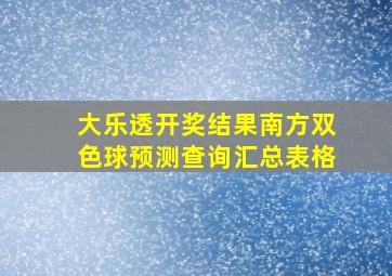 大乐透开奖结果南方双色球预测查询汇总表格