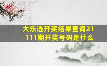 大乐透开奖结果查询21111期开奖号码是什么