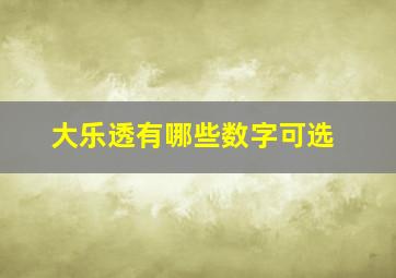 大乐透有哪些数字可选