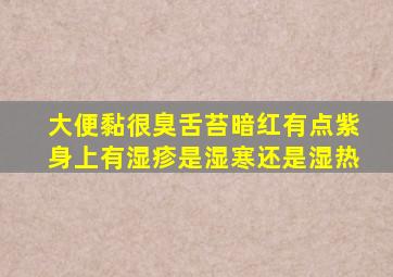 大便黏很臭舌苔暗红有点紫身上有湿疹是湿寒还是湿热