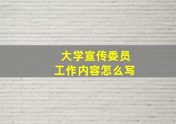 大学宣传委员工作内容怎么写