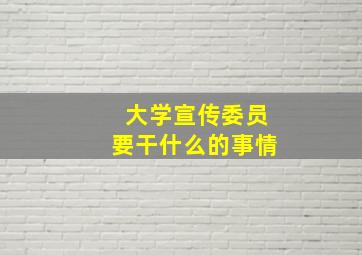 大学宣传委员要干什么的事情