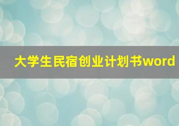 大学生民宿创业计划书word