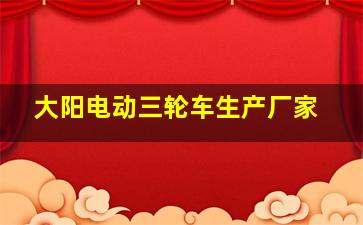 大阳电动三轮车生产厂家