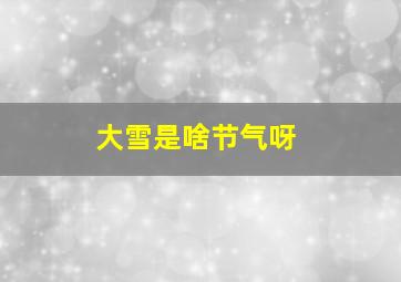 大雪是啥节气呀