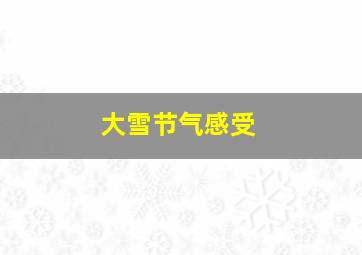 大雪节气感受