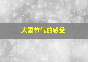 大雪节气的感受