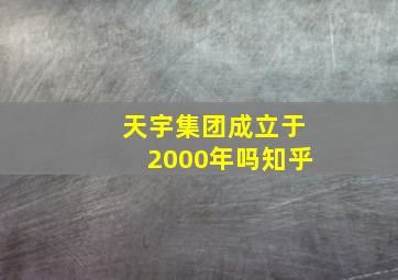 天宇集团成立于2000年吗知乎