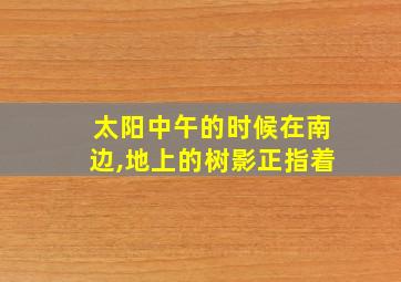 太阳中午的时候在南边,地上的树影正指着