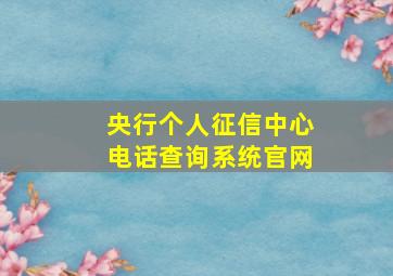 央行个人征信中心电话查询系统官网