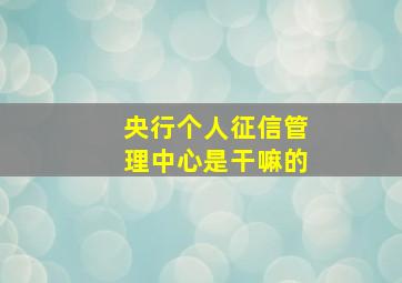 央行个人征信管理中心是干嘛的