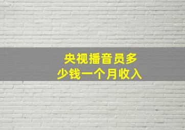 央视播音员多少钱一个月收入