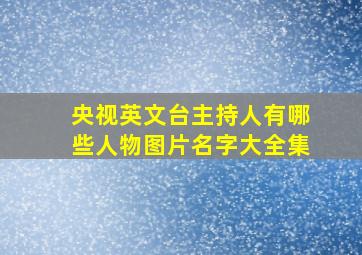 央视英文台主持人有哪些人物图片名字大全集