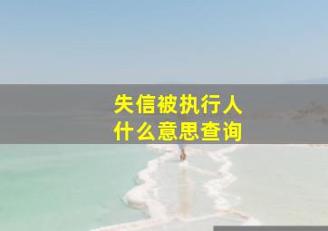 失信被执行人什么意思查询