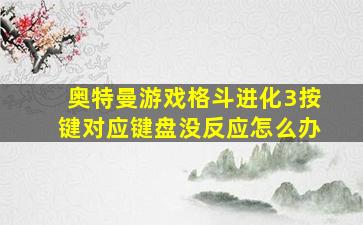 奥特曼游戏格斗进化3按键对应键盘没反应怎么办