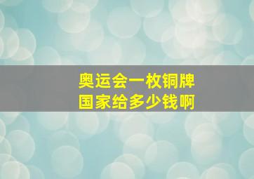 奥运会一枚铜牌国家给多少钱啊