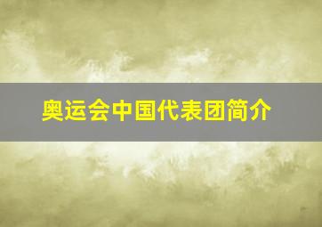 奥运会中国代表团简介