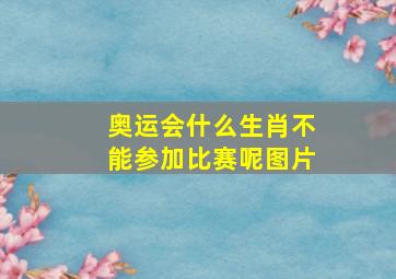 奥运会什么生肖不能参加比赛呢图片