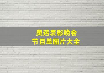 奥运表彰晚会节目单图片大全