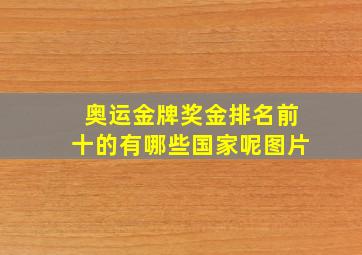 奥运金牌奖金排名前十的有哪些国家呢图片